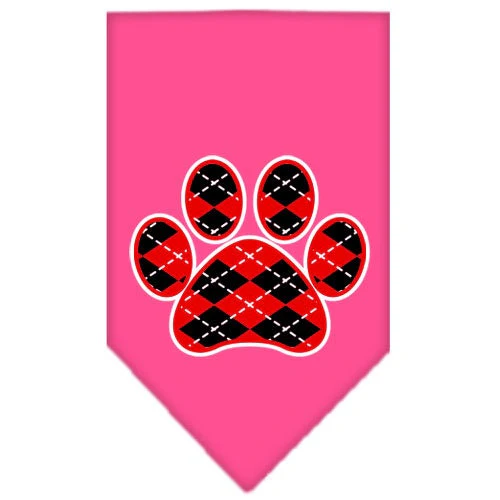 Pet and Dog Bandana Screen Printed, "Red Argyle Paw" - Image 8