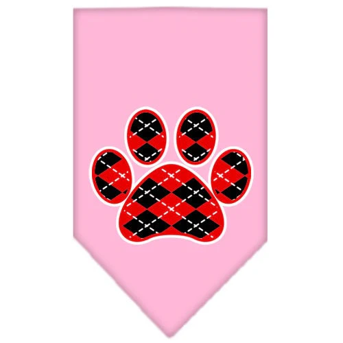 Pet and Dog Bandana Screen Printed, "Red Argyle Paw" - Image 9
