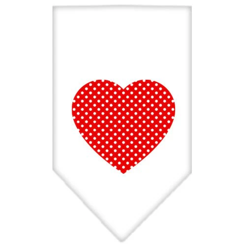 Pet and Dog Bandana Screen Printed, "Red Swiss Dot Heart" - Image 2