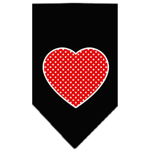 Pet and Dog Bandana Screen Printed, "Red Swiss Dot Heart" - Image 3