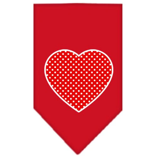 Pet and Dog Bandana Screen Printed, "Red Swiss Dot Heart" - Image 5