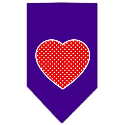 Pet and Dog Bandana Screen Printed, "Red Swiss Dot Heart" - Image 8