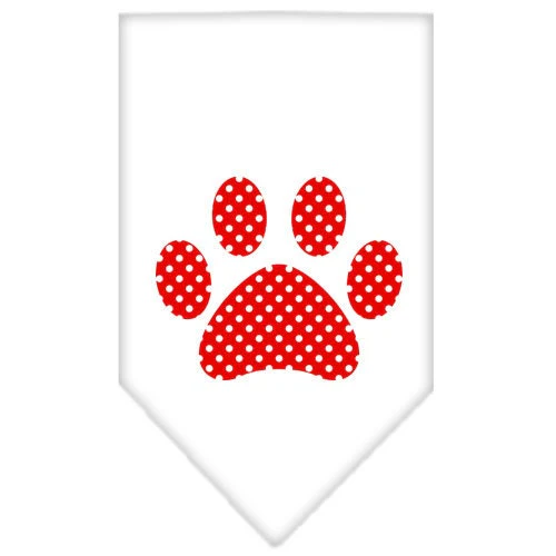 Pet and Dog Bandana Screen Printed, "Red Swiss Dot Paw" - Image 2