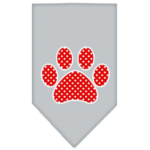 Pet and Dog Bandana Screen Printed, "Red Swiss Dot Paw" - Image 3