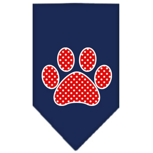 Pet and Dog Bandana Screen Printed, "Red Swiss Dot Paw" - Image 4