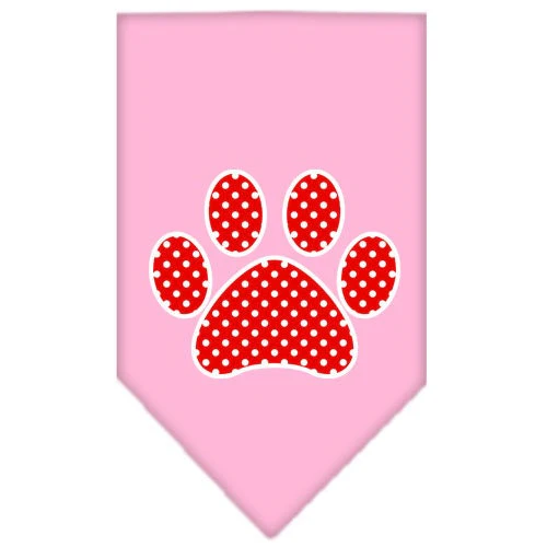 Pet and Dog Bandana Screen Printed, "Red Swiss Dot Paw" - Image 5
