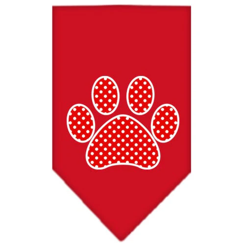 Pet and Dog Bandana Screen Printed, "Red Swiss Dot Paw" - Image 6