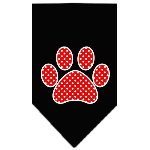 Pet and Dog Bandana Screen Printed, "Red Swiss Dot Paw" - Image 7