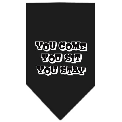 Pet and Dog Bandana Screen Printed, "You Come, You Sit, You Stay" - Image 2