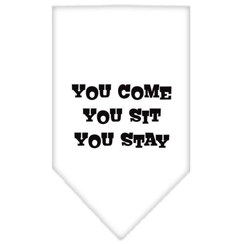 Pet and Dog Bandana Screen Printed, "You Come, You Sit, You Stay" - Image 3