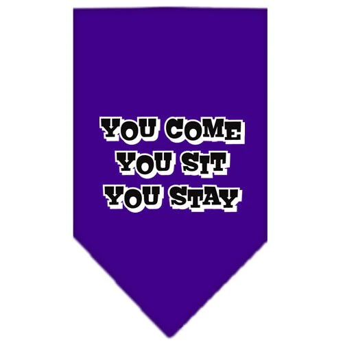 Pet and Dog Bandana Screen Printed, "You Come, You Sit, You Stay" - Image 5