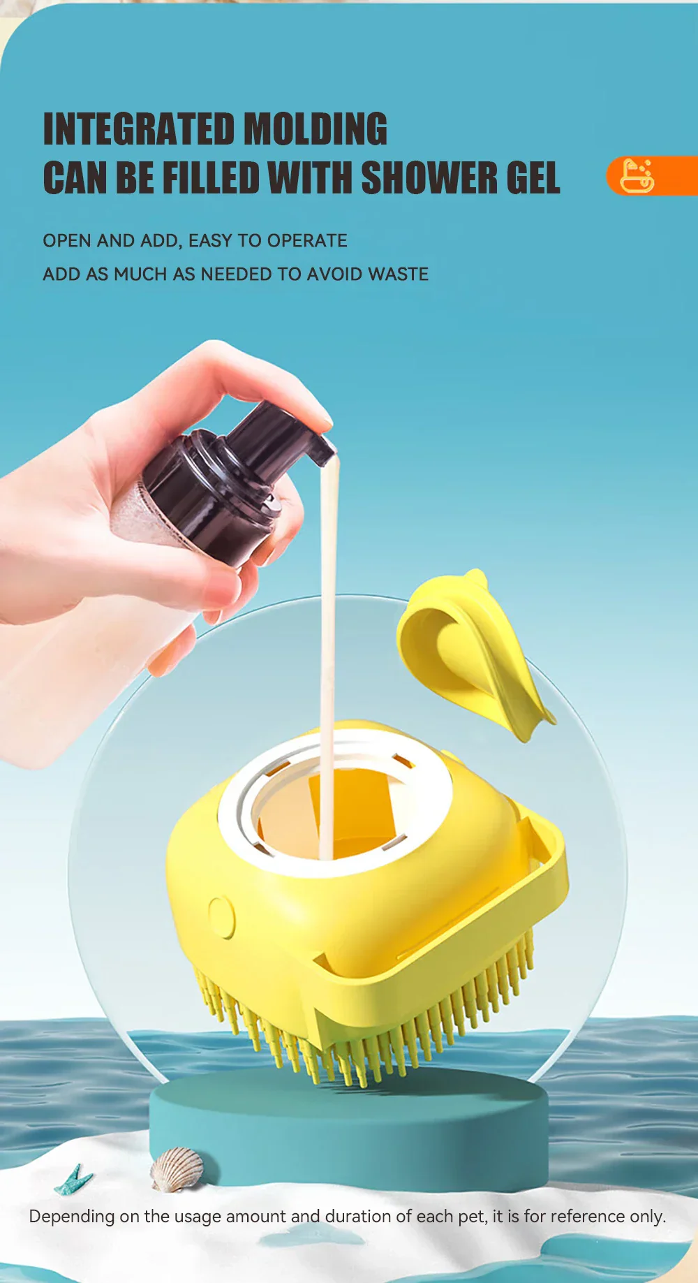 Pet Bathing Brush with Shampoo Dispenser - Image 10