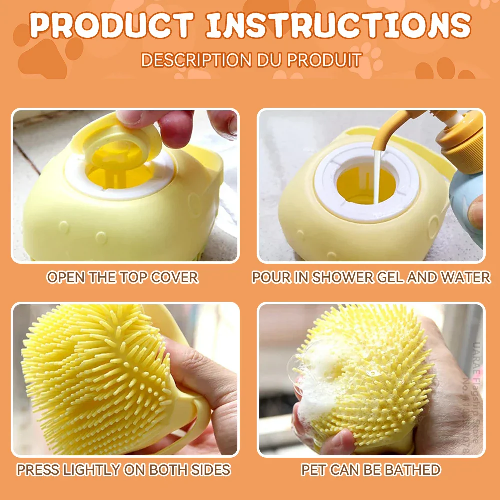 Pet Bathing Brush with Shampoo Dispenser - Image 6