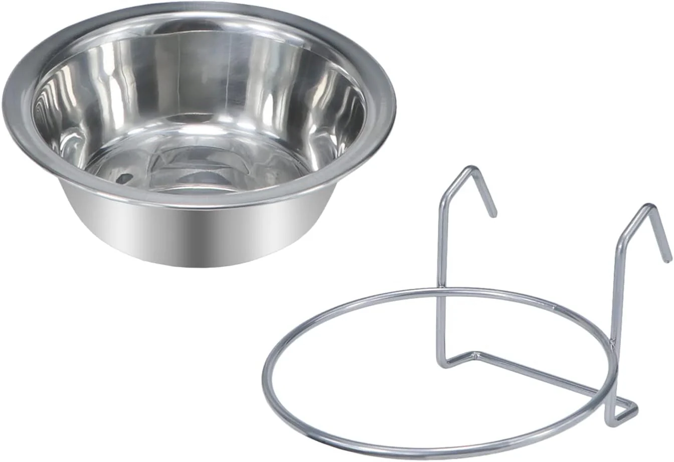 Pet Bowl Stainless Steel Hanging Food Water Bowls Bird Cage Feeder for Birds, Parrots, Small Sized Dogs and Cats (S) - Image 3