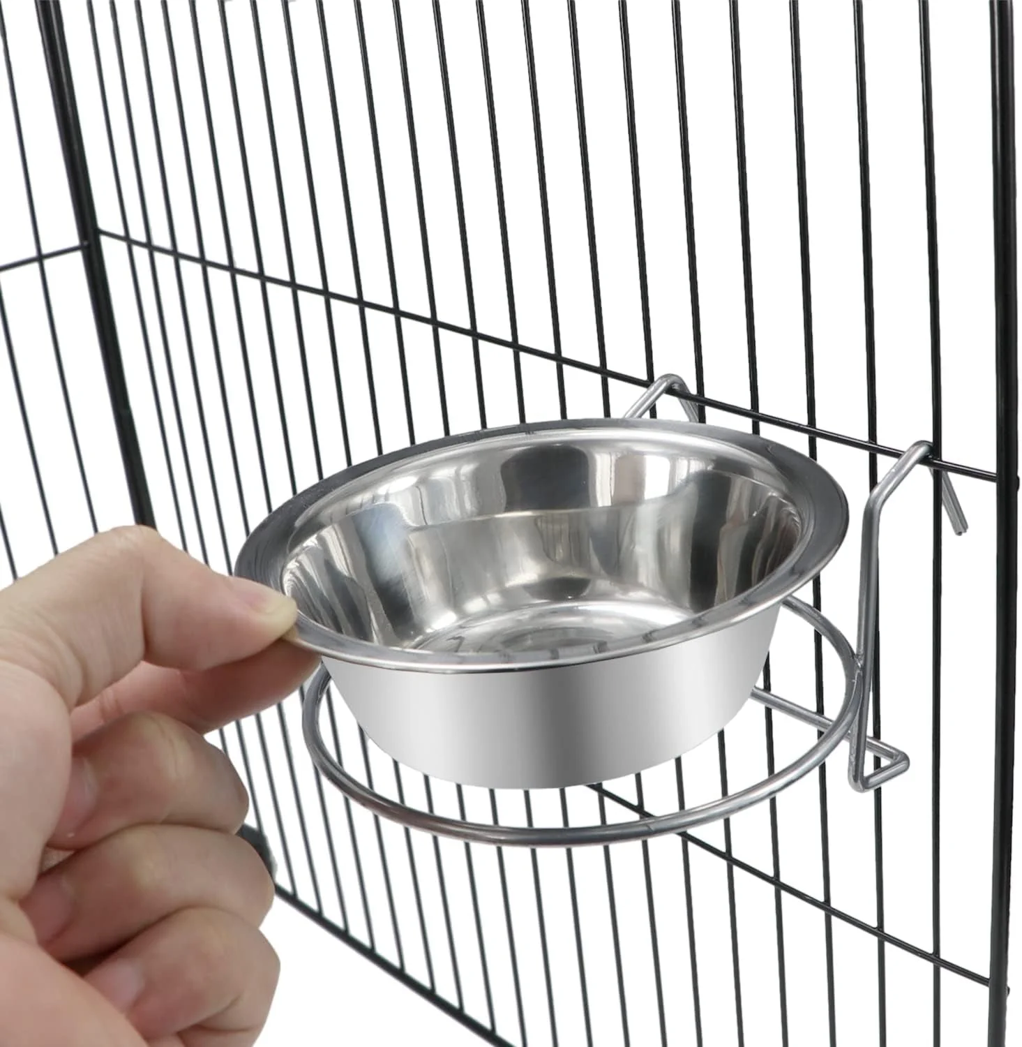 Pet Bowl Stainless Steel Hanging Food Water Bowls Bird Cage Feeder for Birds, Parrots, Small Sized Dogs and Cats (S) - Image 6