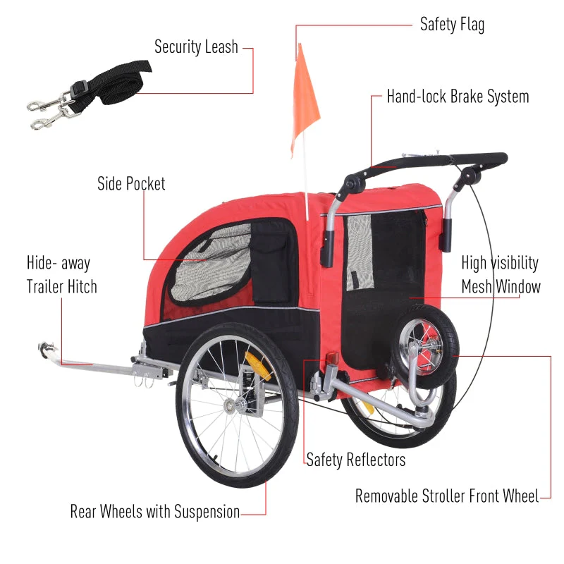Pet Dog Bicycle Trailer Jogger with Suspension - Image 22