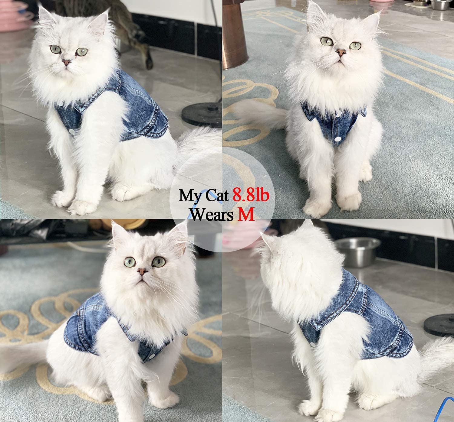 Pet Dog Cat Blue Denim Jeans Jacket Coat Vest - Image 10