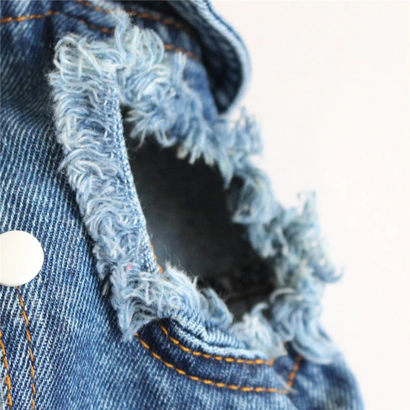 Pet Dog Cat Blue Denim Jeans Jacket Coat Vest - Image 12