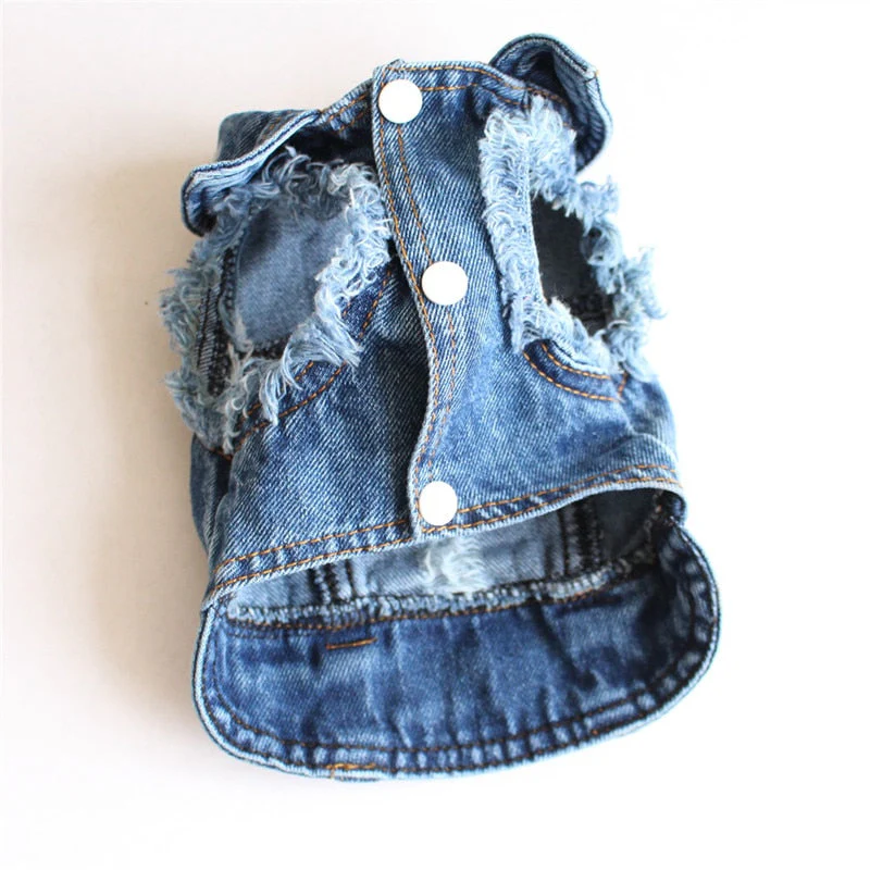 Pet Dog Cat Blue Denim Jeans Jacket Coat Vest - Image 14