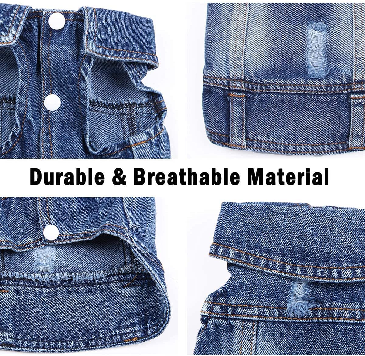 Pet Dog Cat Blue Denim Jeans Jacket Coat Vest - Image 4