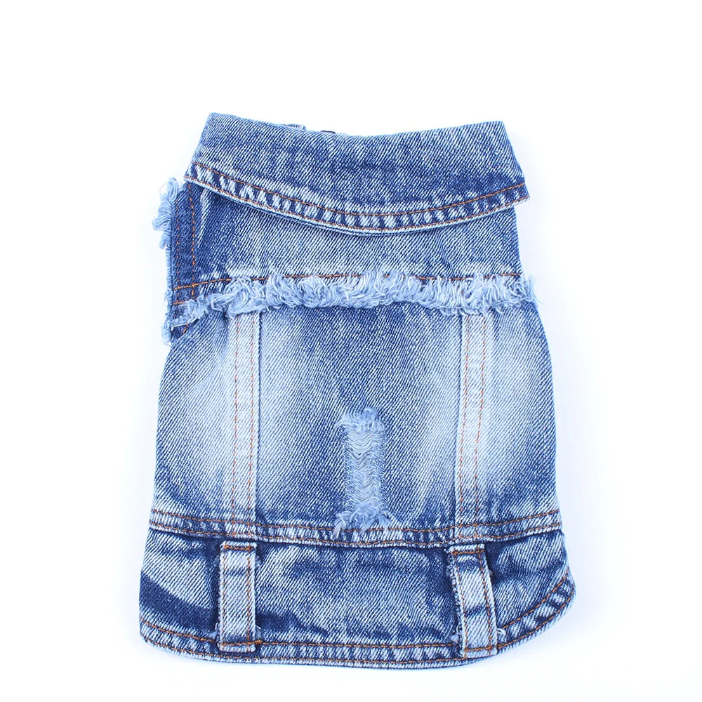 Pet Dog Cat Blue Denim Jeans Jacket Coat Vest - Image 5