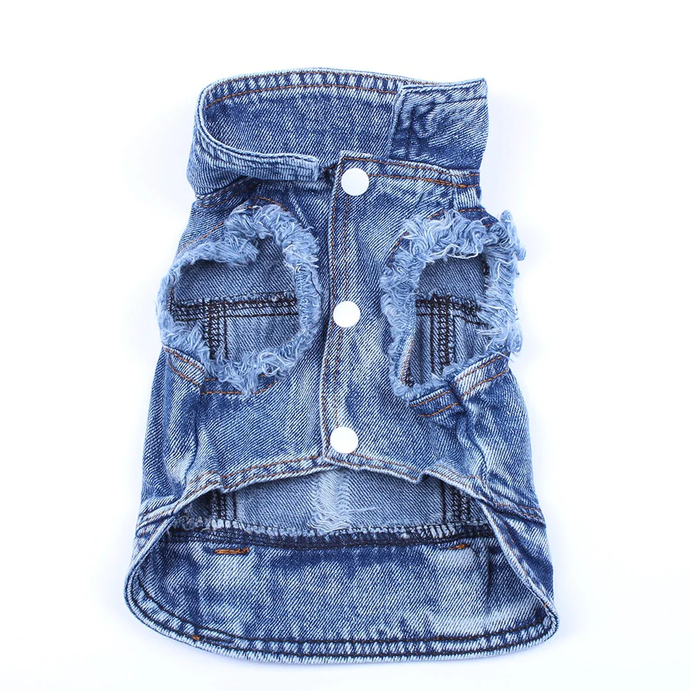 Pet Dog Cat Blue Denim Jeans Jacket Coat Vest - Image 7