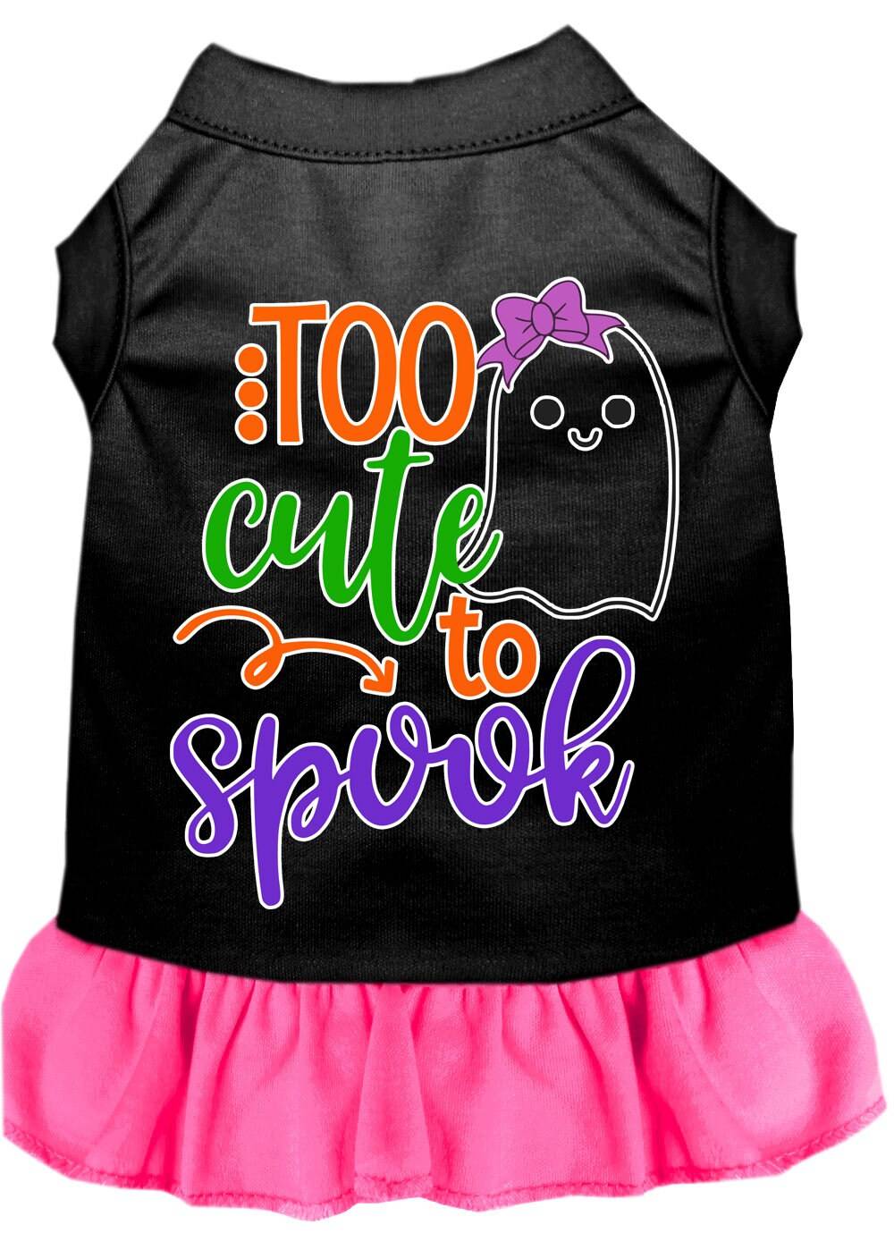 Pet Dog & Cat Dress Screen Printed, "Too Cute To Spook - Girly Ghost" - Image 3