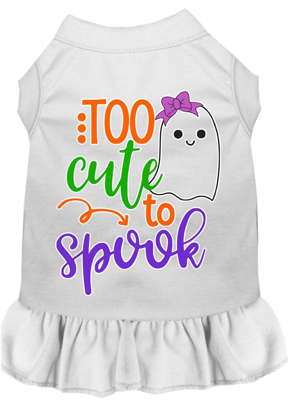 Pet Dog & Cat Dress Screen Printed, "Too Cute To Spook - Girly Ghost" - Image 4