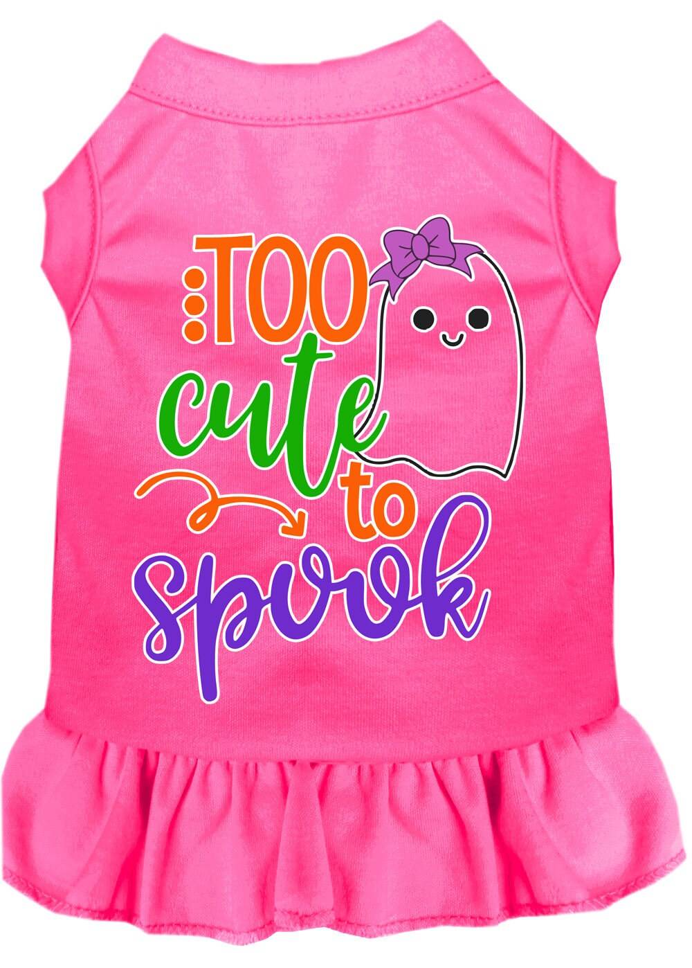 Pet Dog & Cat Dress Screen Printed, "Too Cute To Spook - Girly Ghost" - Image 5