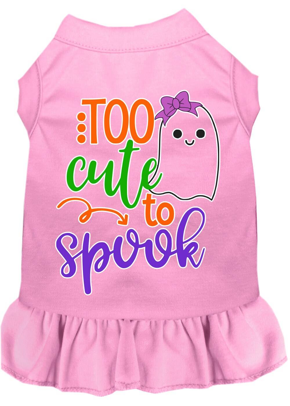Pet Dog & Cat Dress Screen Printed, "Too Cute To Spook - Girly Ghost" - Image 6