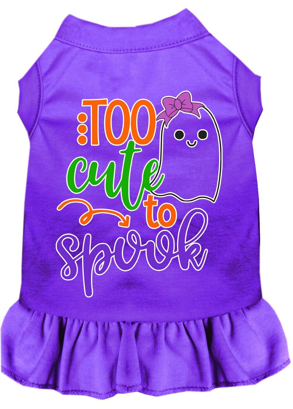Pet Dog & Cat Dress Screen Printed, "Too Cute To Spook - Girly Ghost" - Image 7