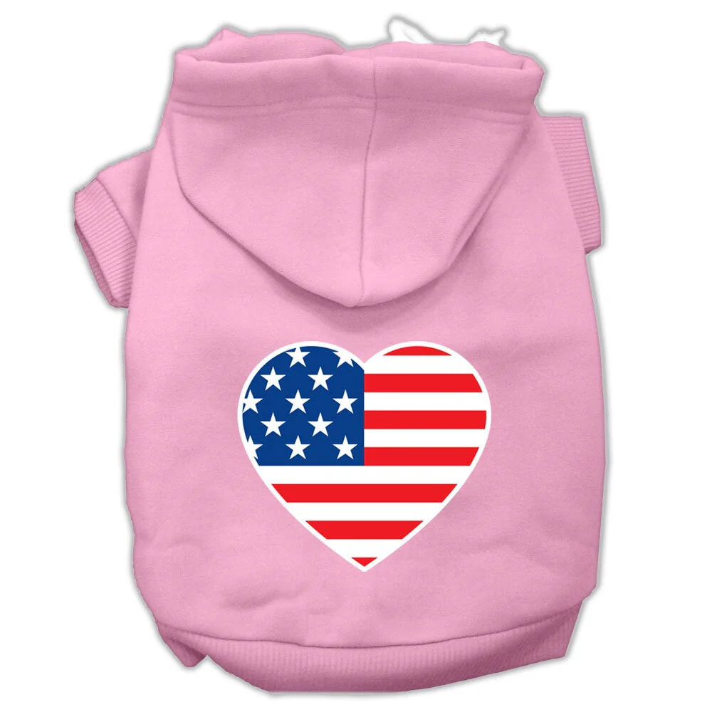 Pet Dog & Cat Hoodie Screen Printed, "American Flag Heart" - Image 10