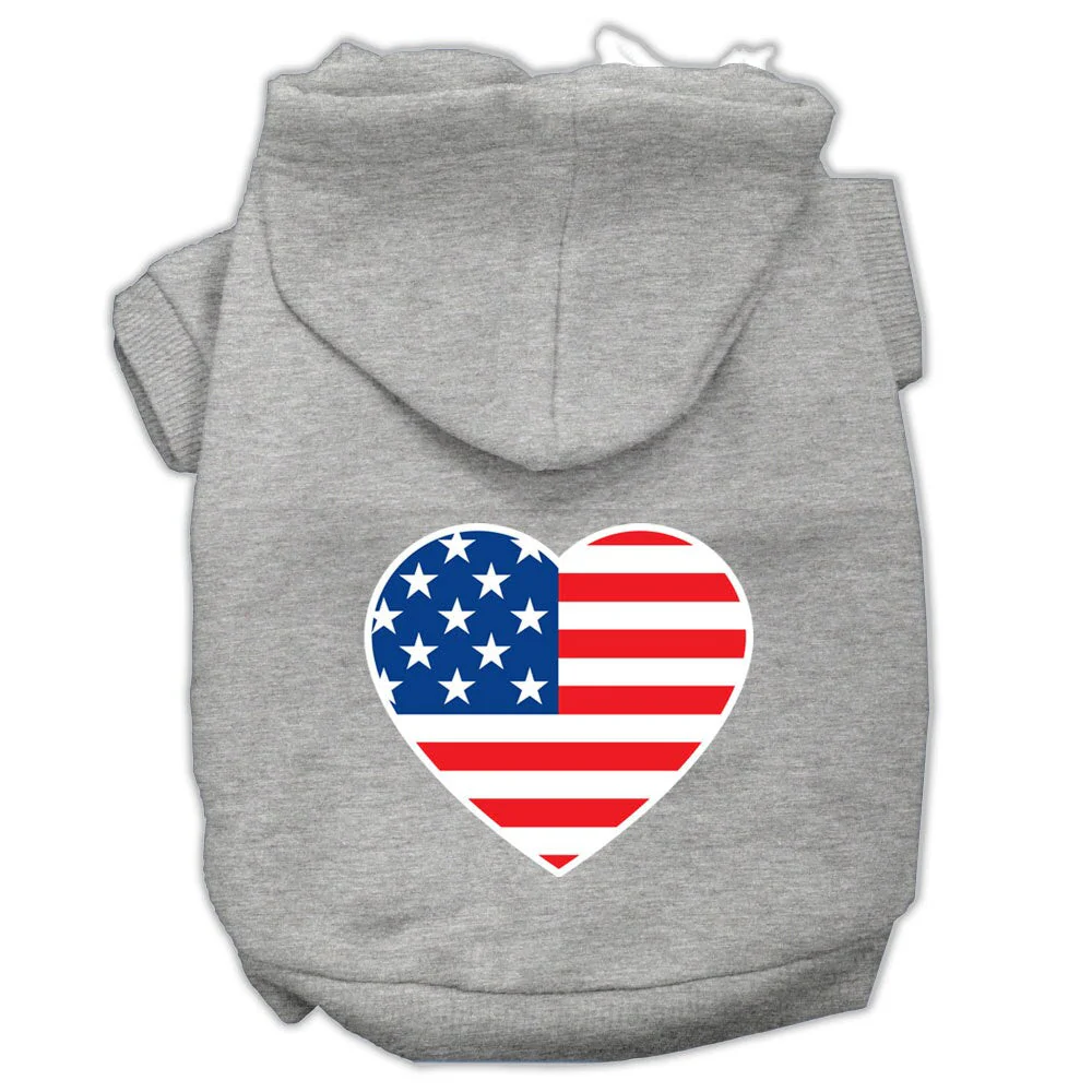 Pet Dog & Cat Hoodie Screen Printed, "American Flag Heart" - Image 4