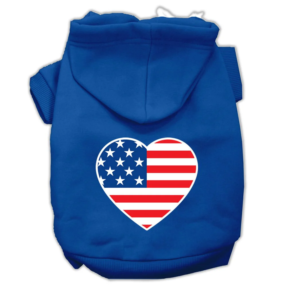 Pet Dog & Cat Hoodie Screen Printed, "American Flag Heart" - Image 5