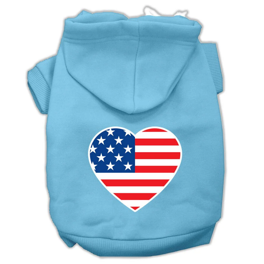 Pet Dog & Cat Hoodie Screen Printed, "American Flag Heart" - Image 7