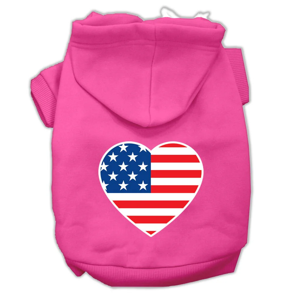 Pet Dog & Cat Hoodie Screen Printed, "American Flag Heart" - Image 9