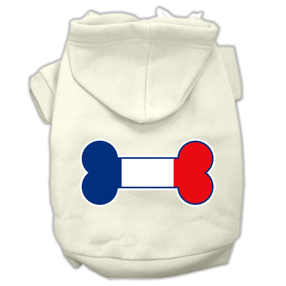 Pet, Dog & Cat Hoodie Screen Printed, "Bone Flag France" - Image 3