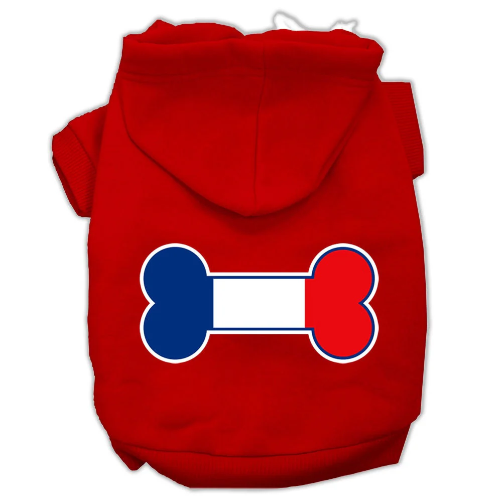 Pet, Dog & Cat Hoodie Screen Printed, "Bone Flag France" - Image 5
