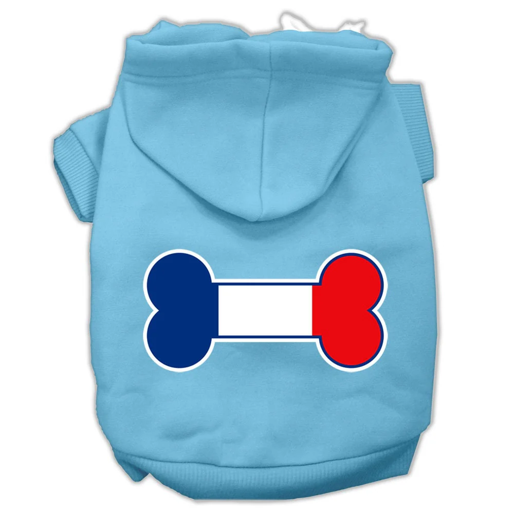 Pet, Dog & Cat Hoodie Screen Printed, "Bone Flag France" - Image 9