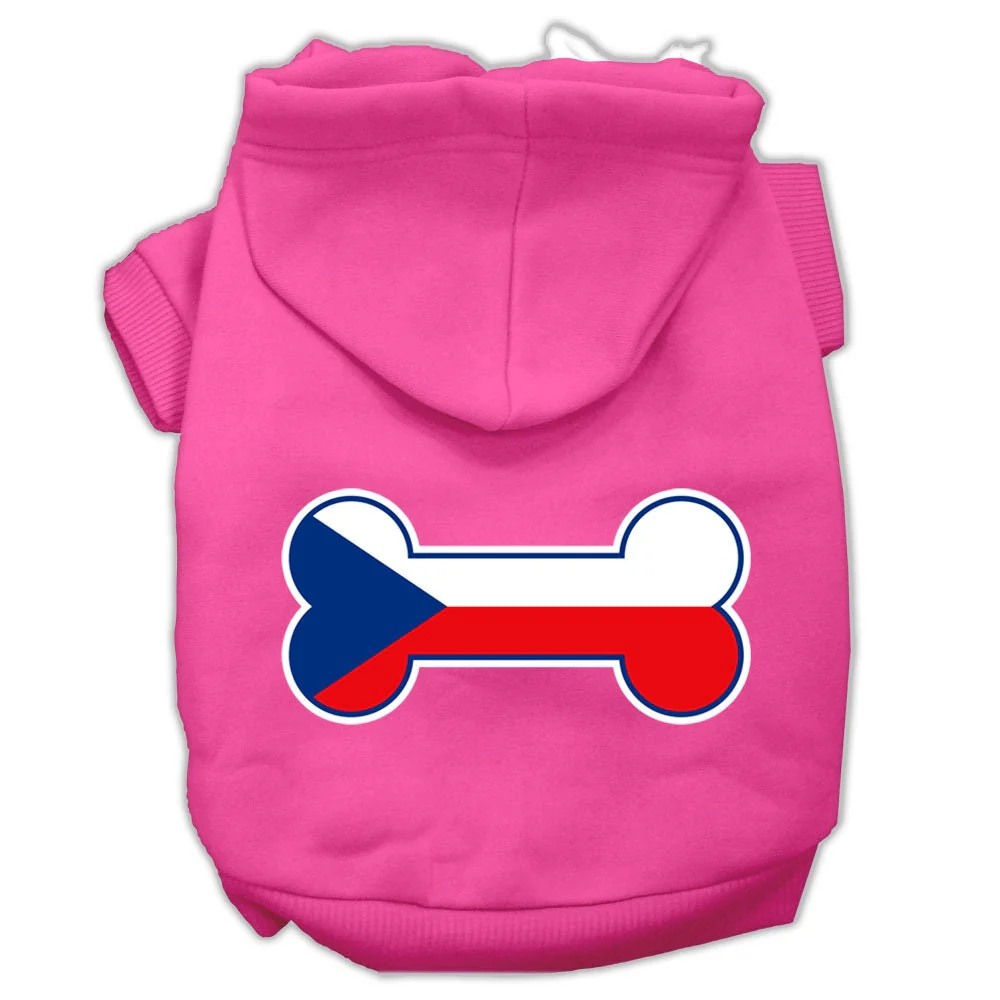 Pet, Dog & Cat Hoodie Screen Printed, "Bone Shaped Czech Republic Flag" - Image 10