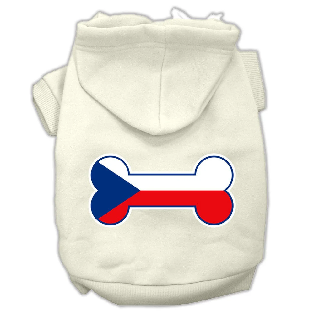 Pet, Dog & Cat Hoodie Screen Printed, "Bone Shaped Czech Republic Flag" - Image 3