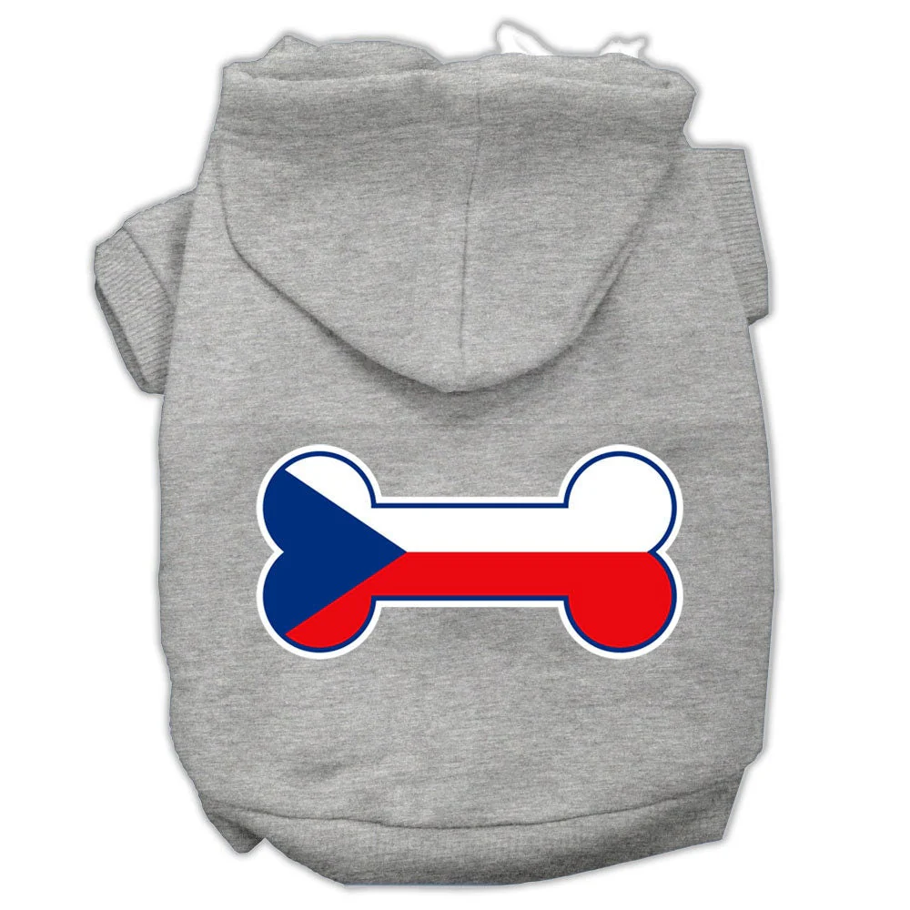 Pet, Dog & Cat Hoodie Screen Printed, "Bone Shaped Czech Republic Flag" - Image 4