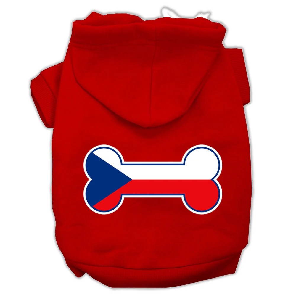 Pet, Dog & Cat Hoodie Screen Printed, "Bone Shaped Czech Republic Flag" - Image 5