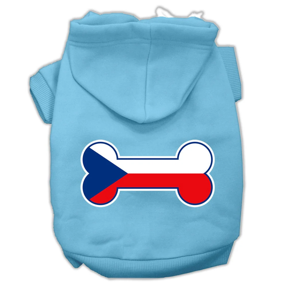 Pet, Dog & Cat Hoodie Screen Printed, "Bone Shaped Czech Republic Flag" - Image 6