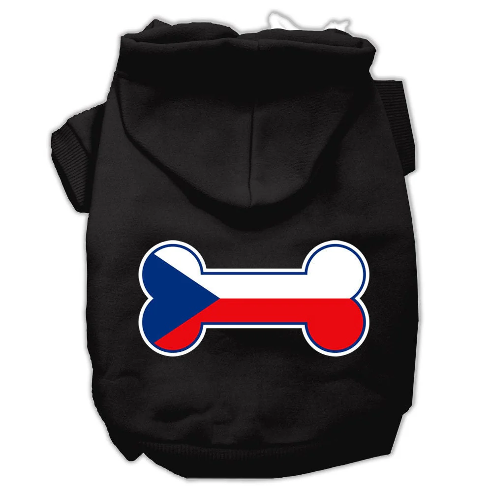 Pet, Dog & Cat Hoodie Screen Printed, "Bone Shaped Czech Republic Flag" - Image 7
