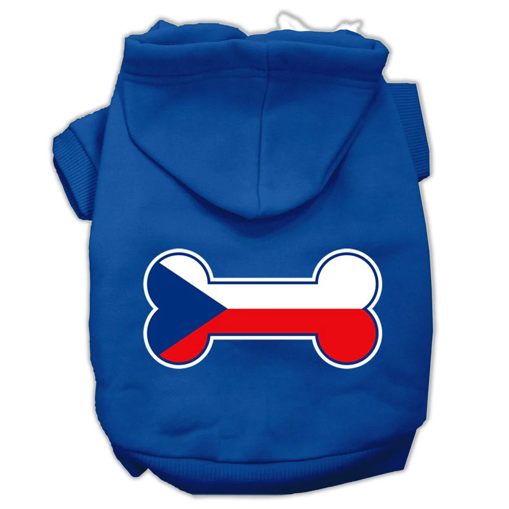 Pet, Dog & Cat Hoodie Screen Printed, "Bone Shaped Czech Republic Flag" - Image 8