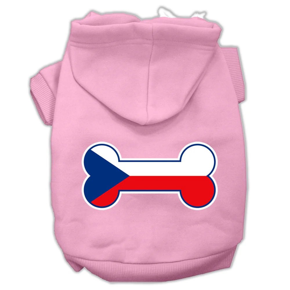 Pet, Dog & Cat Hoodie Screen Printed, "Bone Shaped Czech Republic Flag" - Image 9