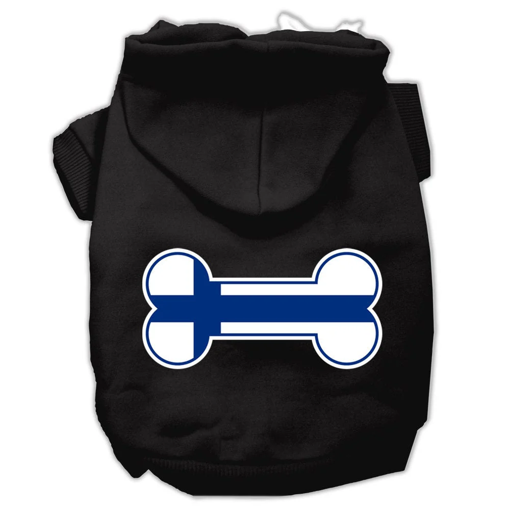 Pet, Dog & Cat Hoodie Screen Printed, "Bone Shaped Finland Flag" - Image 3