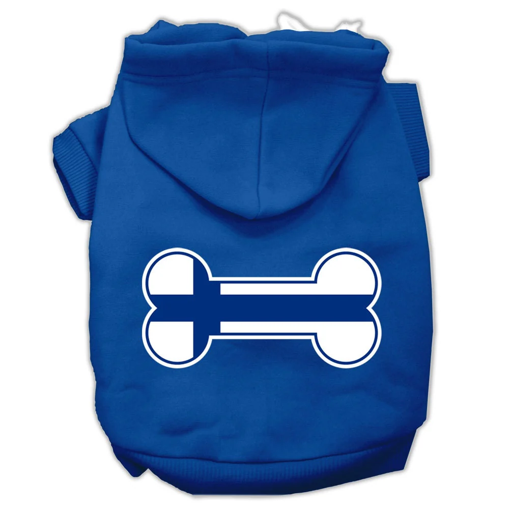 Pet, Dog & Cat Hoodie Screen Printed, "Bone Shaped Finland Flag" - Image 4