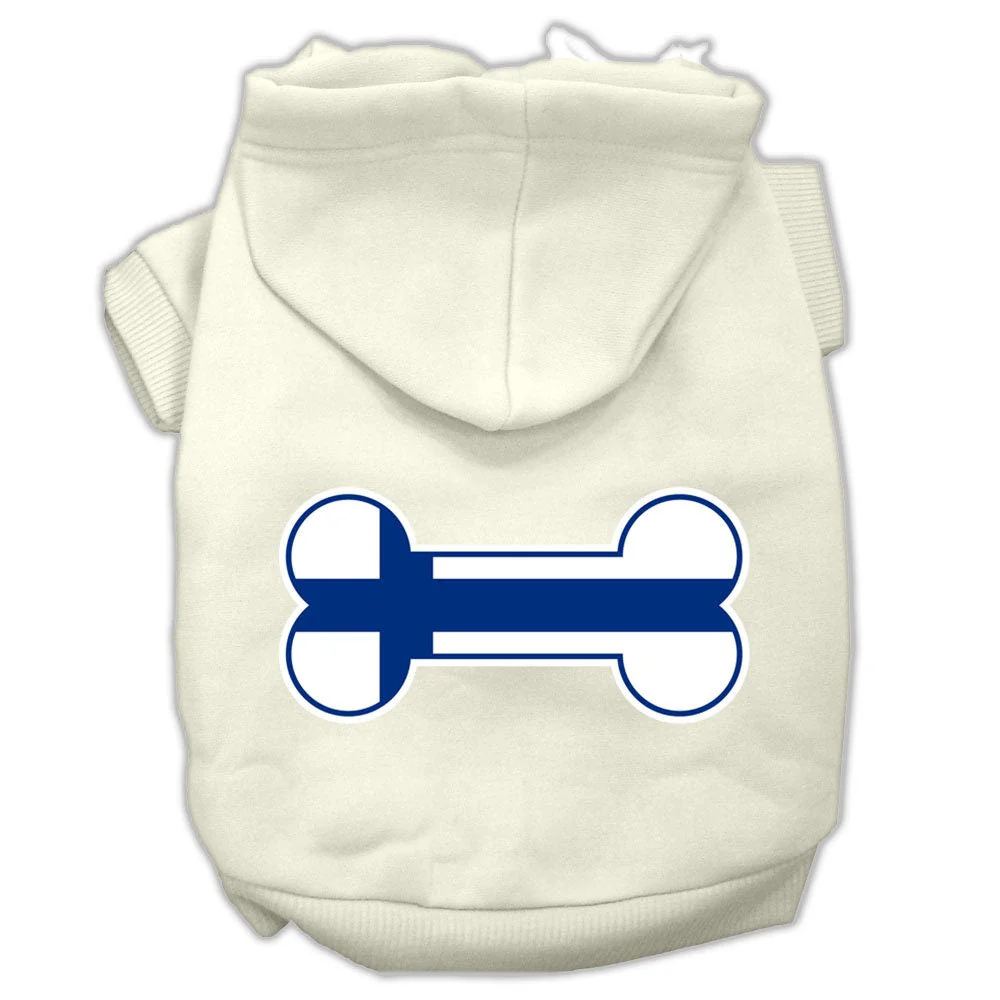 Pet, Dog & Cat Hoodie Screen Printed, "Bone Shaped Finland Flag" - Image 7